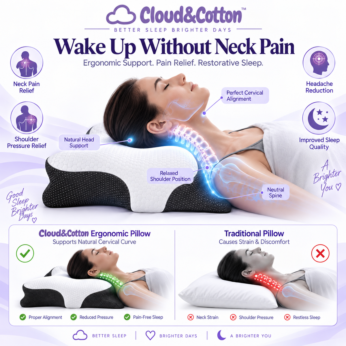 Cloud & Cotton Cervical Support Pillow